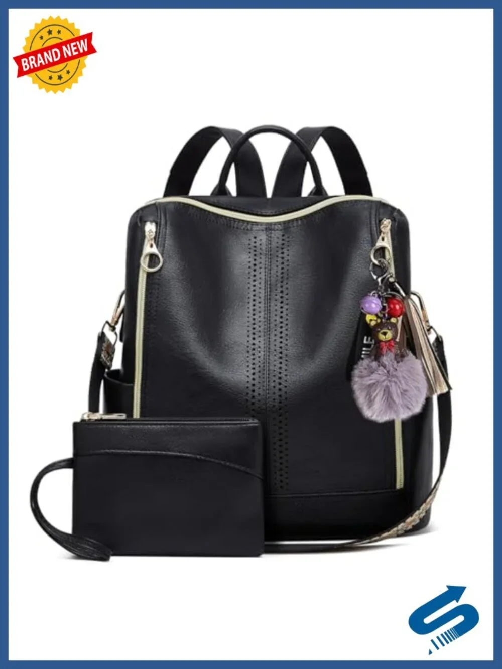 PU Leather Convertible Backpack Purse Travel Satchel Handbag